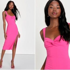 LULUS Cocktail Wedding Special Event Sexy Bodycon Classy Chic Midi Dress